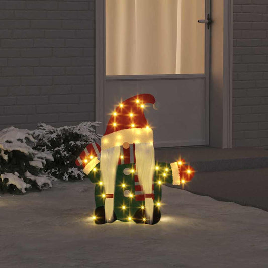 vidaXL Φωτισμένος Γκνουμ Θερμό λευκό 71 x 64 εκ Υφασμα από Γιρλάντα