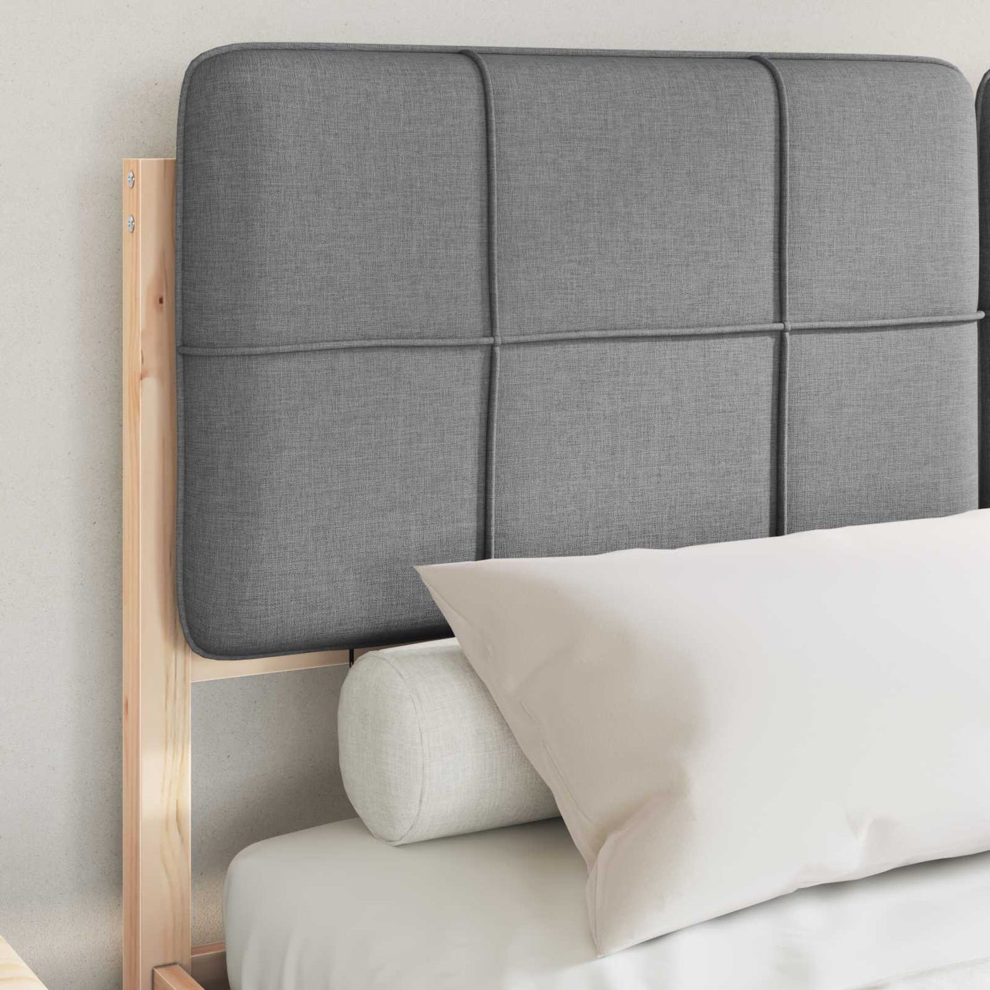 vidaXL Σκελετός Κρεβατιού με Επενδεδυμένο Κεφαλάρι Ανοιχτό γκρι