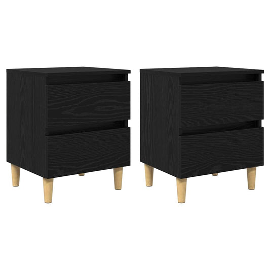 vidaXL Κρεβάτια Ντουλάπες με συρτάρι 2 pcs Μαύρη Οξυά 40 x 35 x 50 εκ.