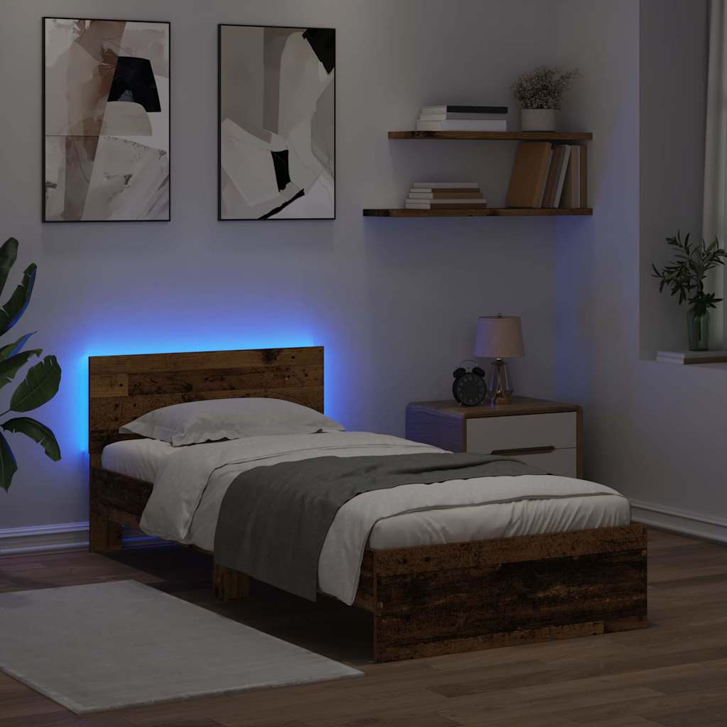 vidaXL Σκελετός Κρεβατιού Παλιό Ξύλο 100 x 200 cm Επεξεργασμένο ξύλο