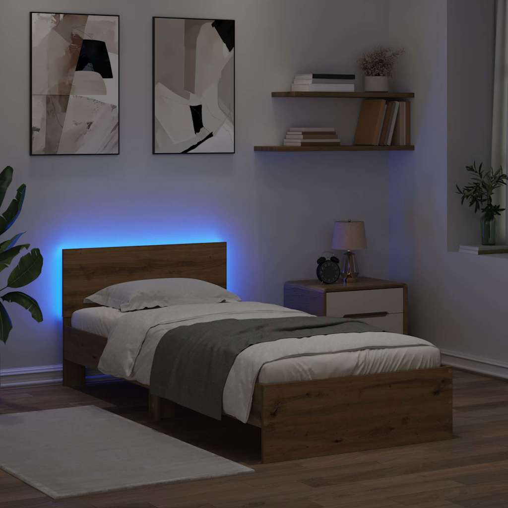 vidaXL Σκελετός Κρεβατιού Artisan Oak 100 x 200 cm Επεξεργασμένο ξύλο