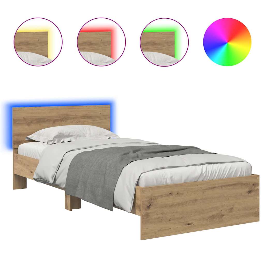 vidaXL Σκελετός Κρεβατιού Artisan Oak 100 x 200 cm Επεξεργασμένο ξύλο