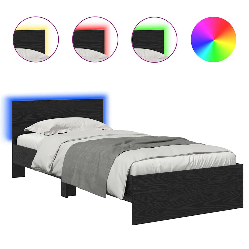 vidaXL Σκελετός Κρεβατιού Μαύρη Οξυά 90 x 190 cm Επεξεργασμένο ξύλο