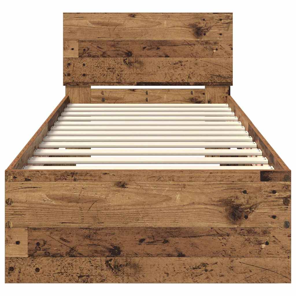 vidaXL Σκελετός Κρεβατιού Παλιό Ξύλο 75 x 190 cm Επεξεργασμένο ξύλο