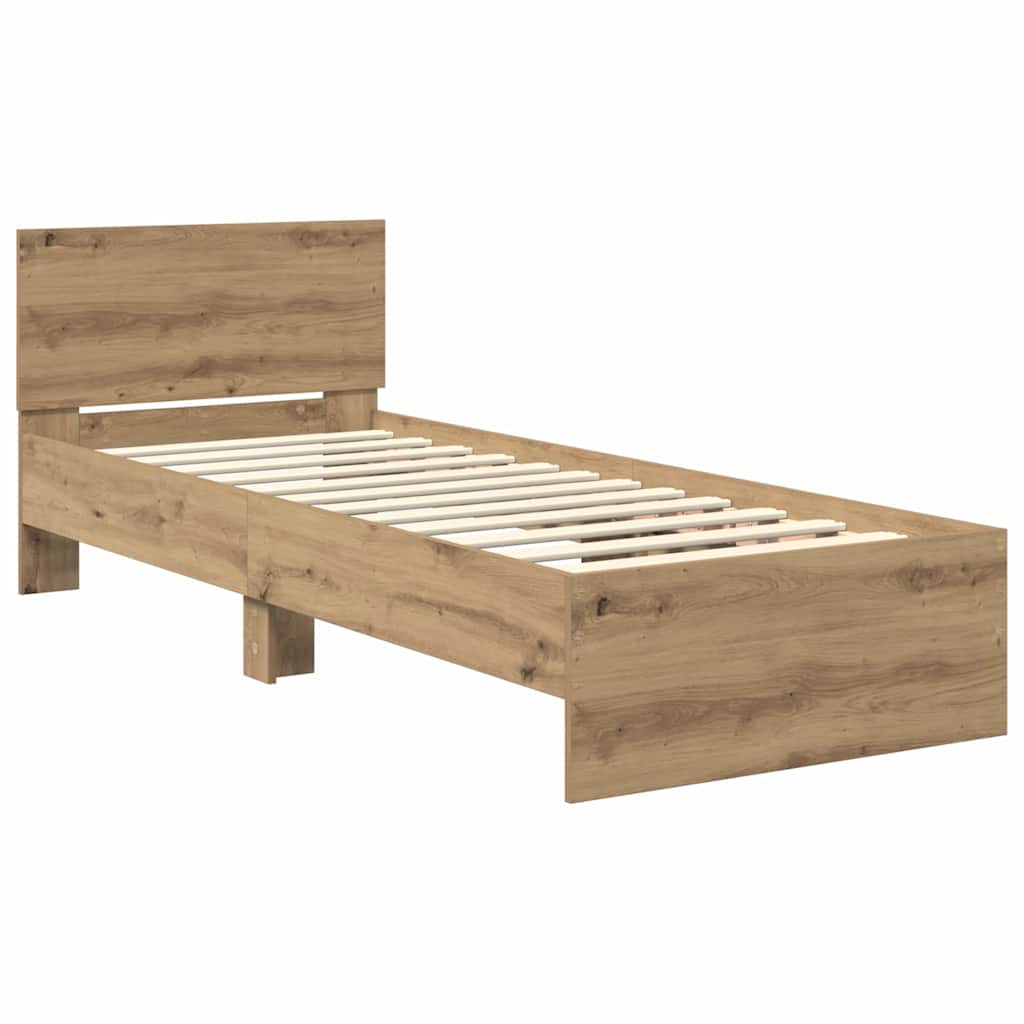 vidaXL Σκελετός Κρεβατιού Artisan Oak 75 x 190 cm Επεξεργασμένο ξύλο