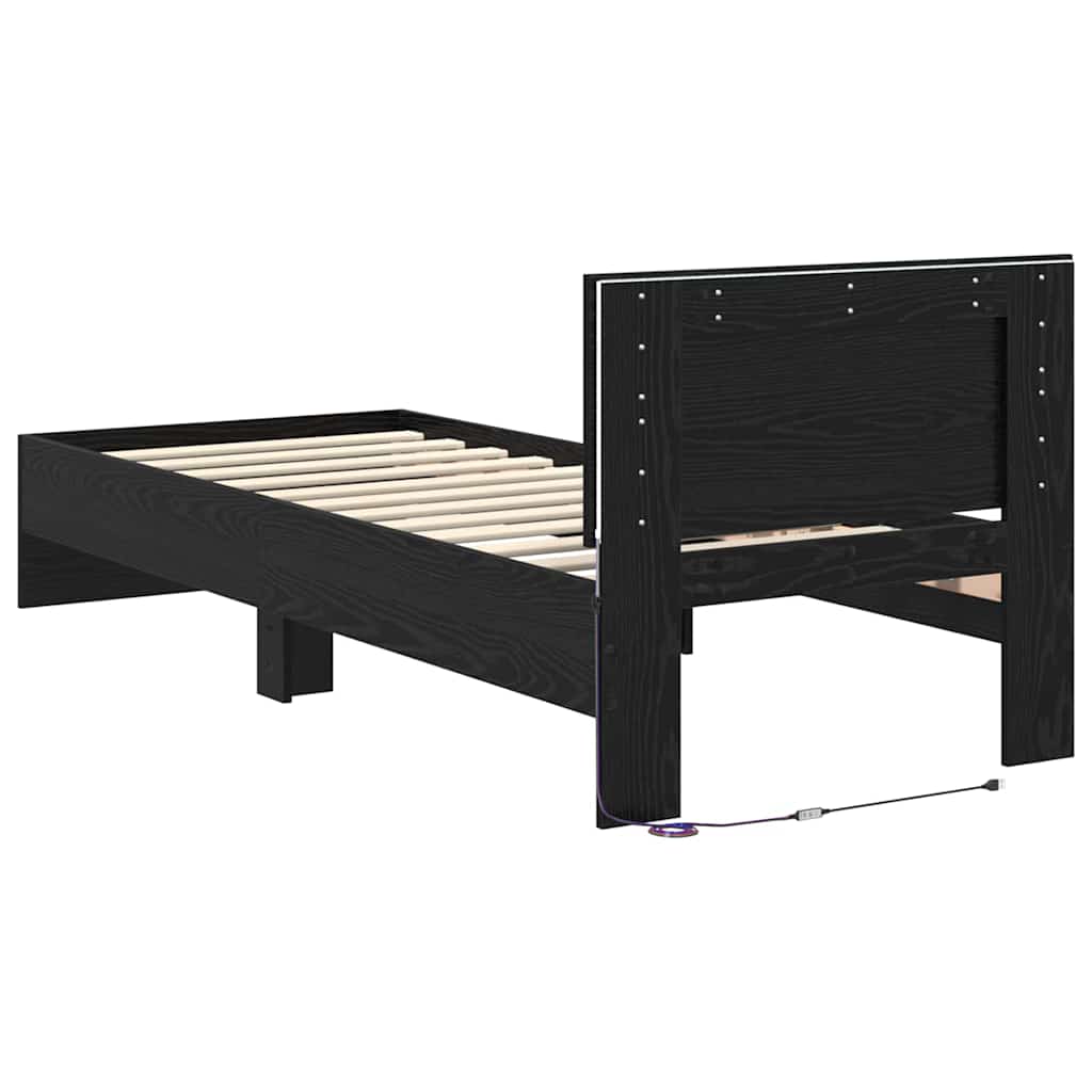 vidaXL Σκελετός Κρεβατιού Μαύρη Οξυά 75 x 190 cm Επεξεργασμένο ξύλο