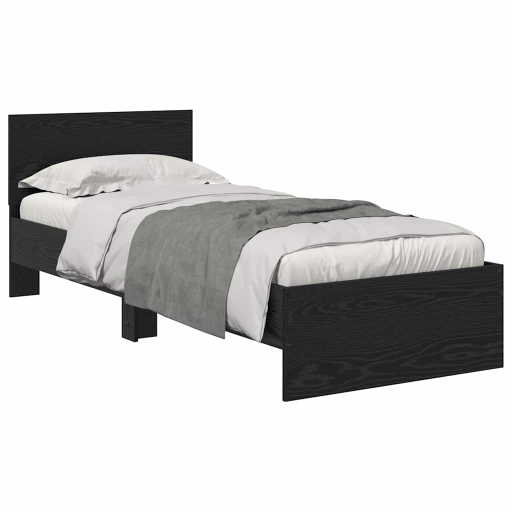 vidaXL Σκελετός Κρεβατιού Μαύρη Οξυά 75 x 190 cm Επεξεργασμένο ξύλο