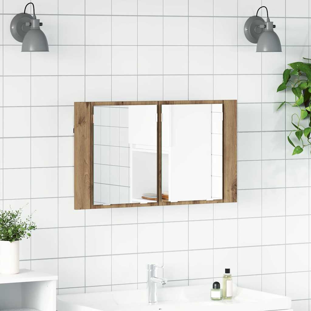 vidaXL Καθρέφτης Ντουλάπα Μπάνιου με ράφι Artisan Oak 80 x 12 x 45 εκ