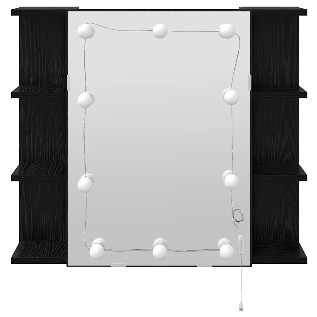 vidaXL Ντουλάπα Καθρέφτη με ράφι Μαύρη Οξυά 70 x 16,5 x 60 εκ.