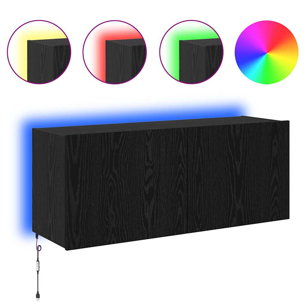 vidaXL Ντουλάπι Τηλεόρασης Τοίχου Μαύρη Οξυά 100 x 35 x 41 cm