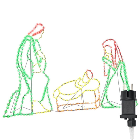 vidaXL Φωτισμένο Σκηνικό Γεννηθέντος Πολύχρωμο 112 x 72 εκ PVC