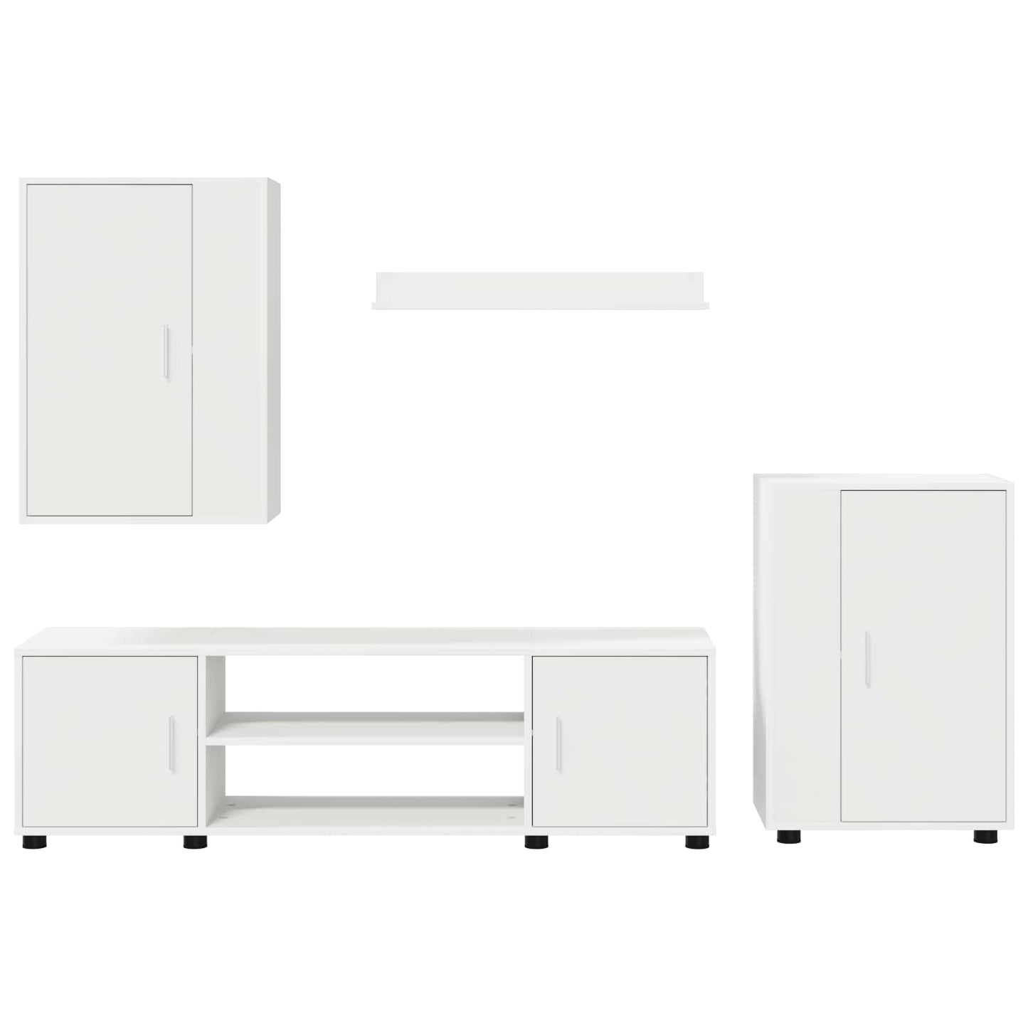 vidaXL Σετ επίπλου τηλεόρασης Επιτοίχιο 4 pcs Λευκό Επεξεργασμένο ξύλο
