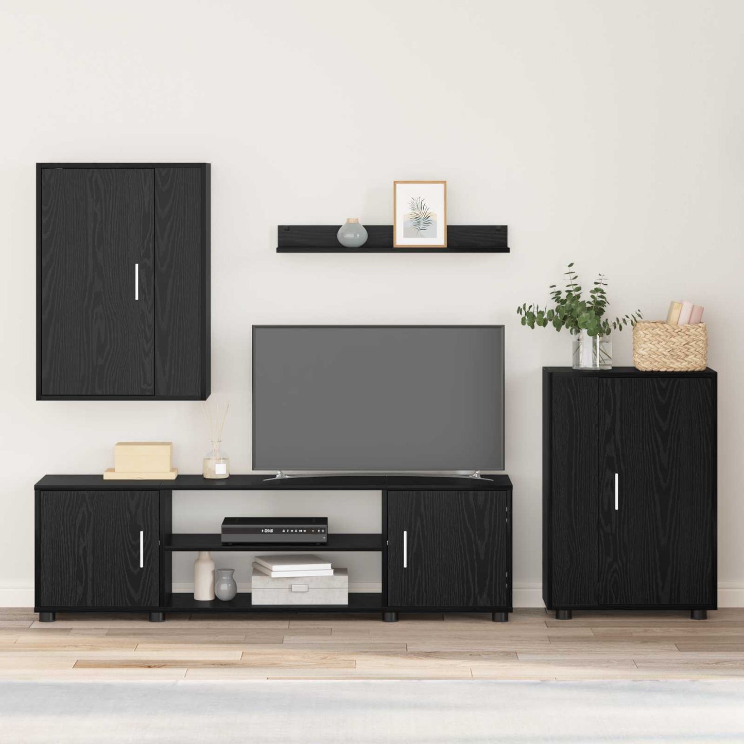 vidaXL Σετ επίπλου τηλεόρασης 4 pcs Μαύρη Οξυά Επεξεργασμένο ξύλο