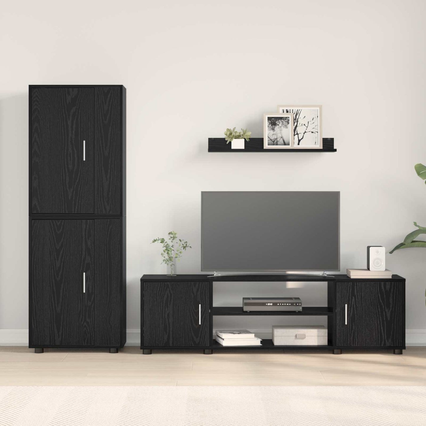 vidaXL Σετ επίπλου τηλεόρασης 4 pcs Μαύρη Οξυά Επεξεργασμένο ξύλο