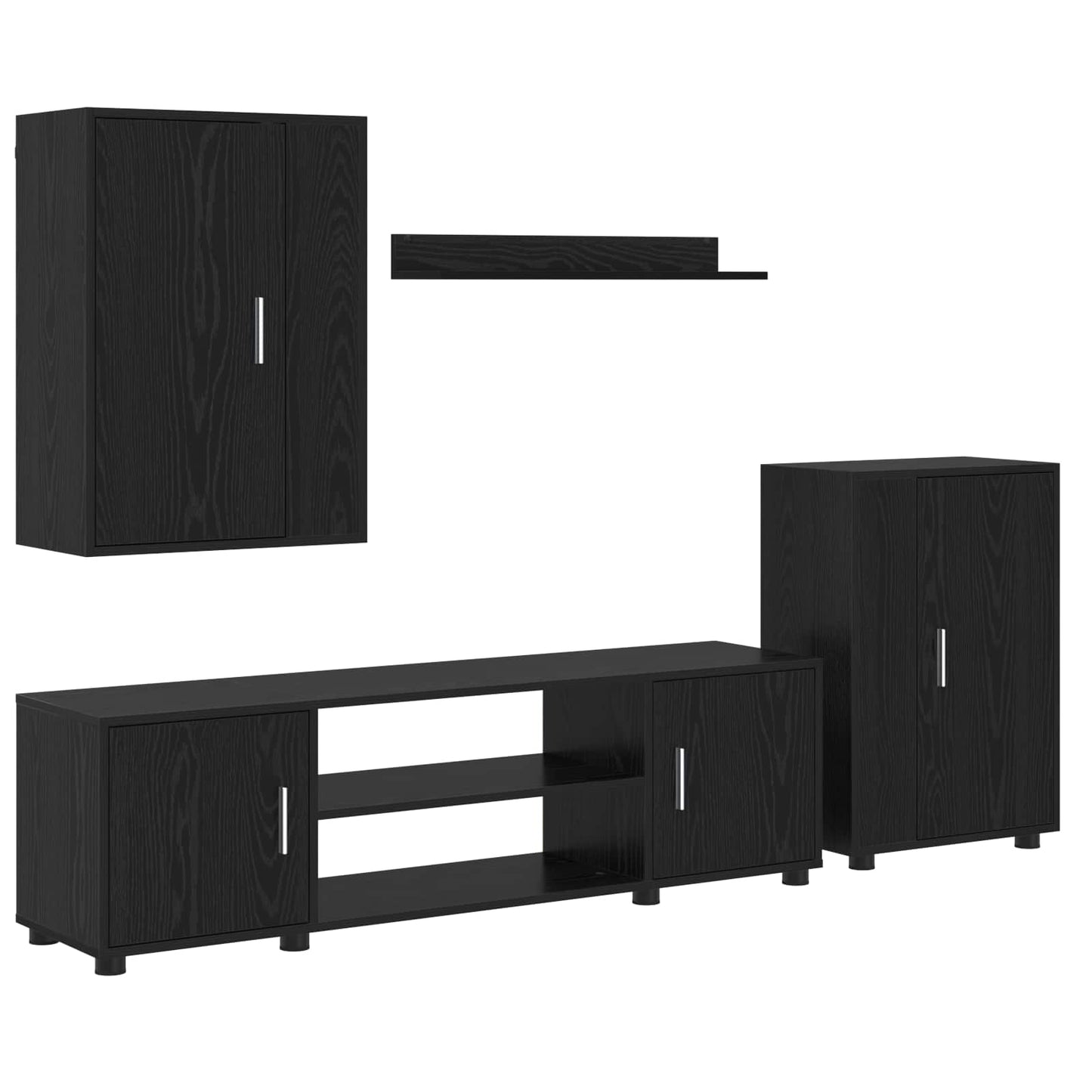 vidaXL Σετ επίπλου τηλεόρασης 4 pcs Μαύρη Οξυά Επεξεργασμένο ξύλο