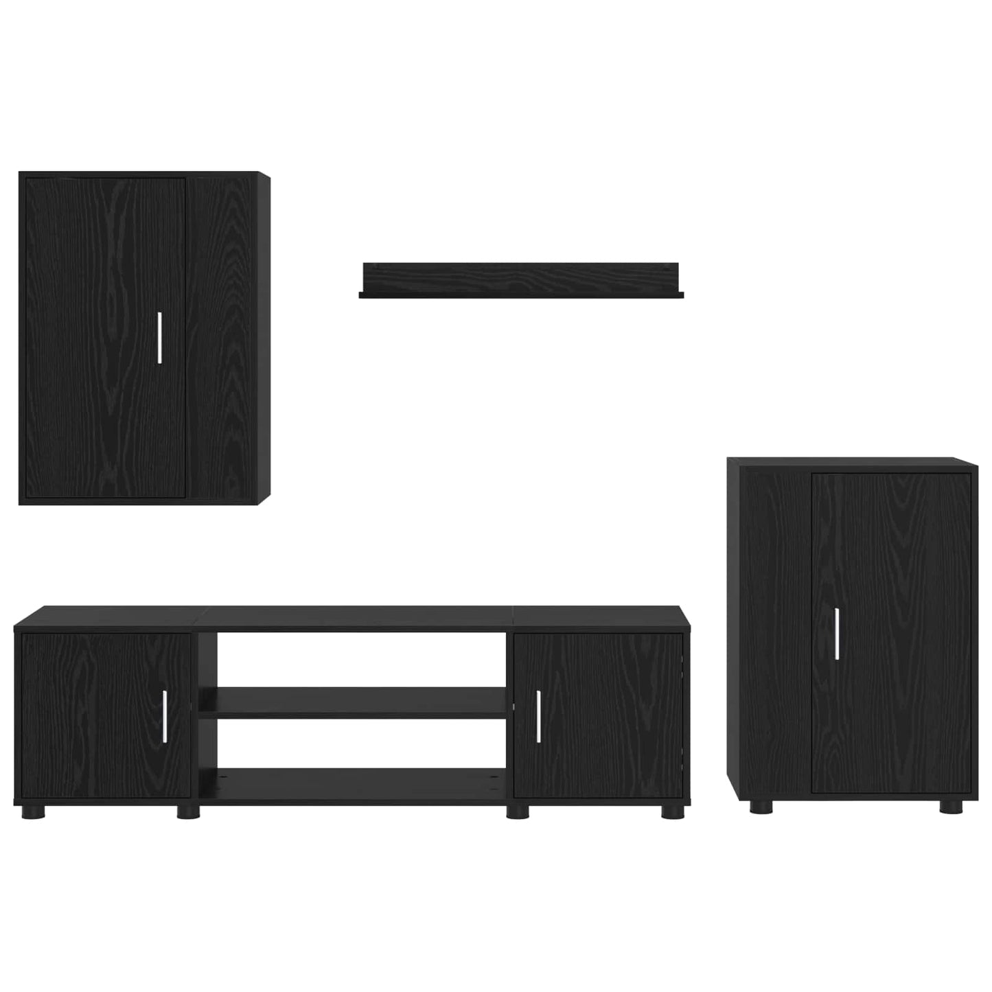 vidaXL Σετ επίπλου τηλεόρασης 4 pcs Μαύρη Οξυά Επεξεργασμένο ξύλο