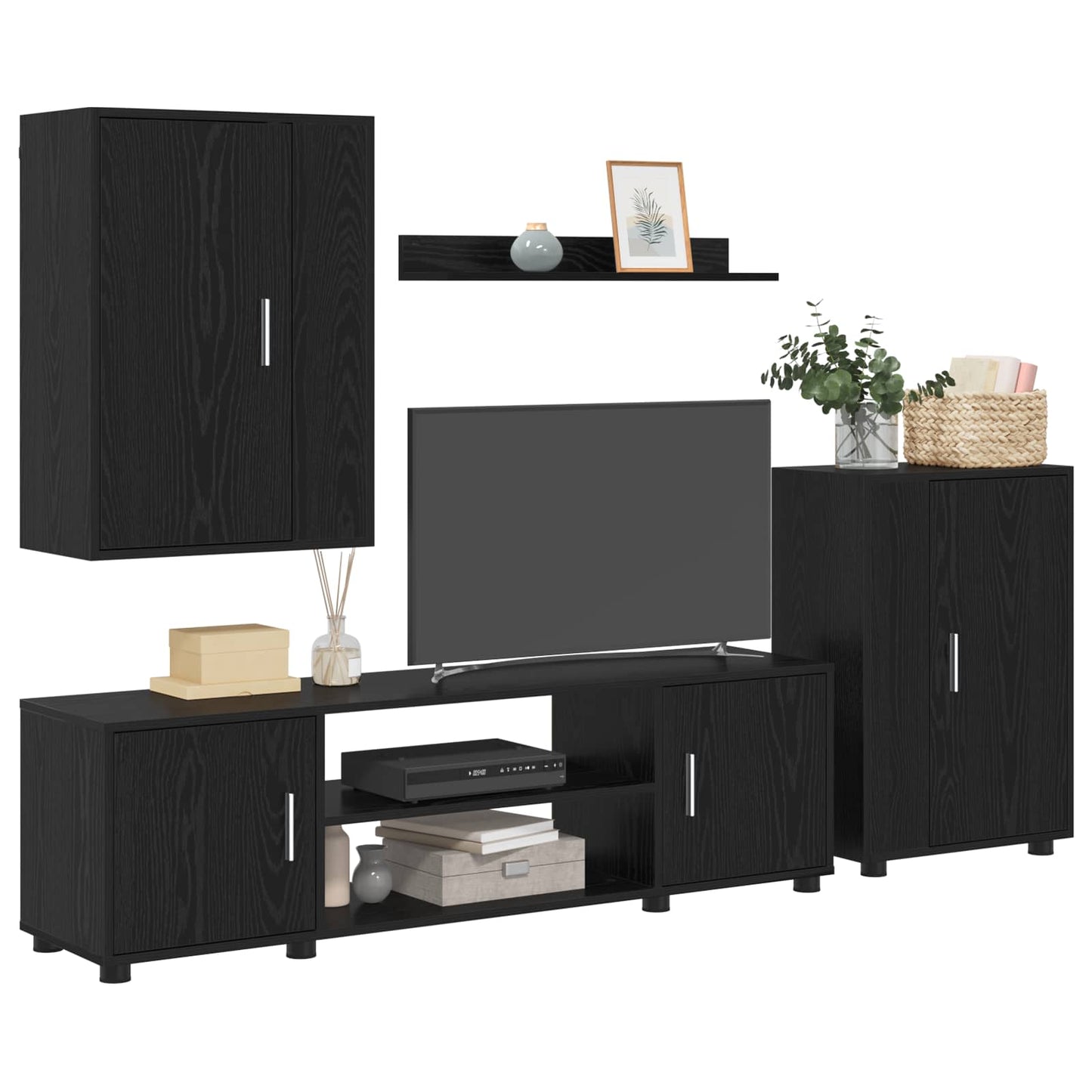 vidaXL Σετ επίπλου τηλεόρασης 4 pcs Μαύρη Οξυά Επεξεργασμένο ξύλο