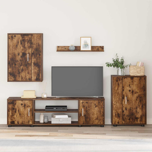 vidaXL Σετ επίπλου τηλεόρασης 4 pcs Καπνιστή Σημίδα Επεξεργασμένο ξύλο
