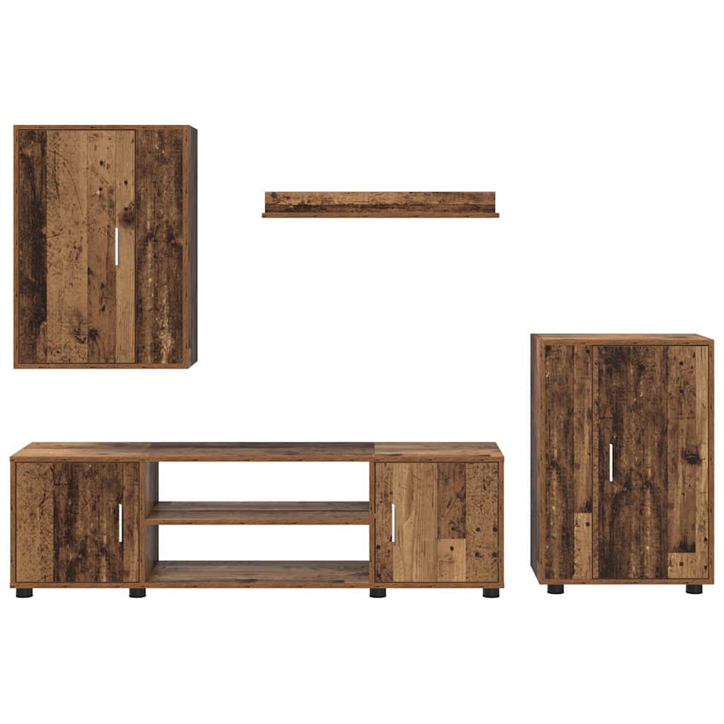 vidaXL Σετ 4 τεμαχίων για ντουλάπα τηλεόρασης 4 pcs Παλιό ξύλο