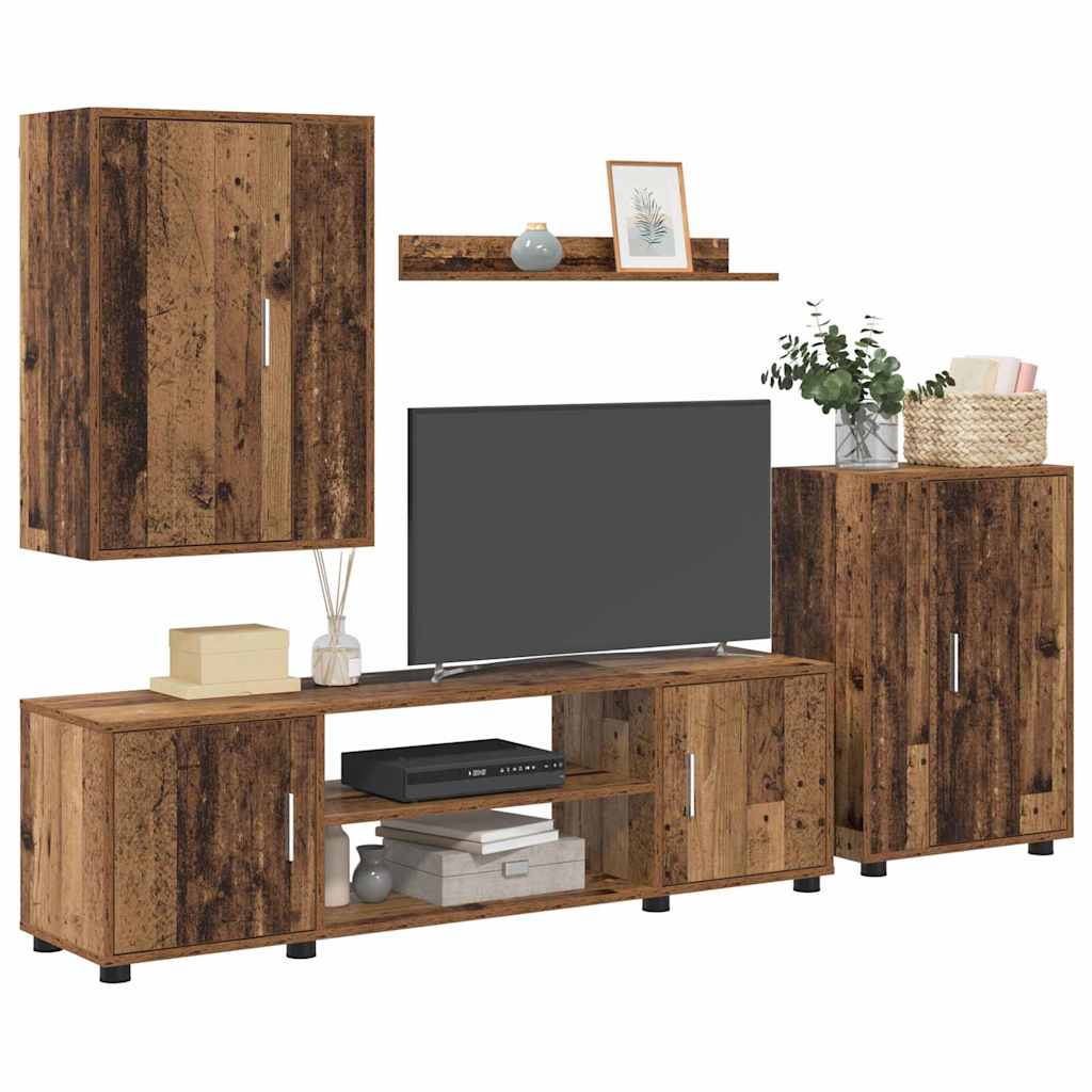 vidaXL Σετ 4 τεμαχίων για ντουλάπα τηλεόρασης 4 pcs Παλιό ξύλο