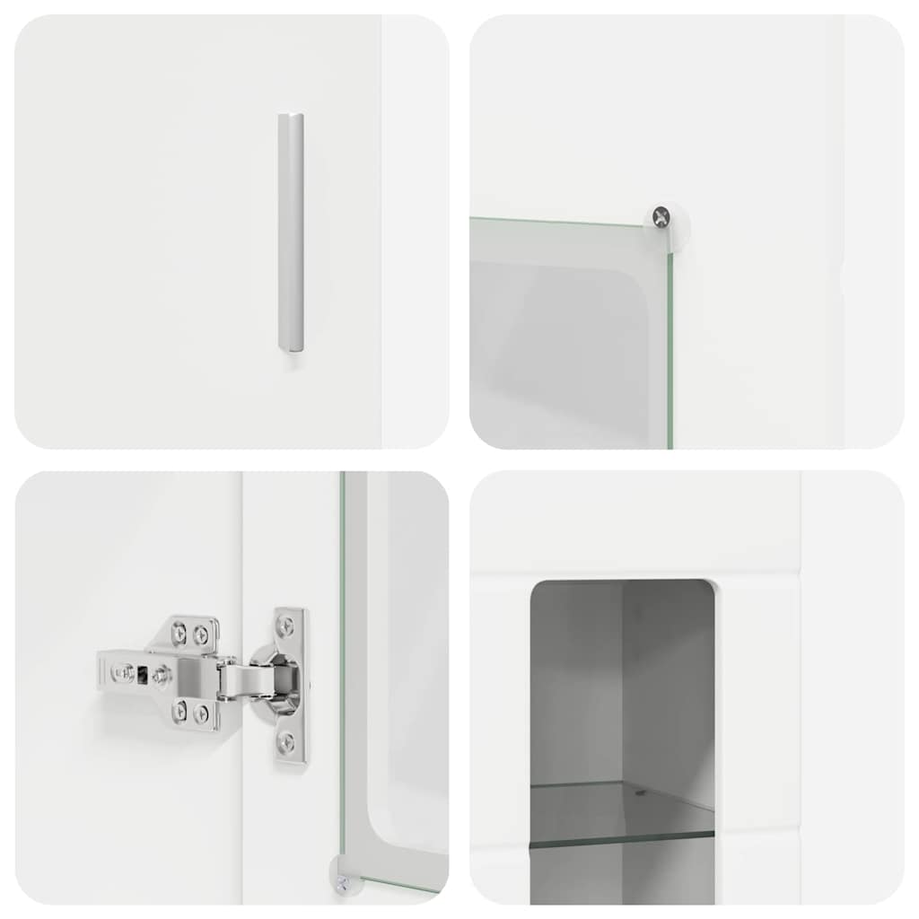vidaXL Highboard με ράφι Λευκό 60 x 35 x 182 εκ. Επεξεργασμένο ξύλο