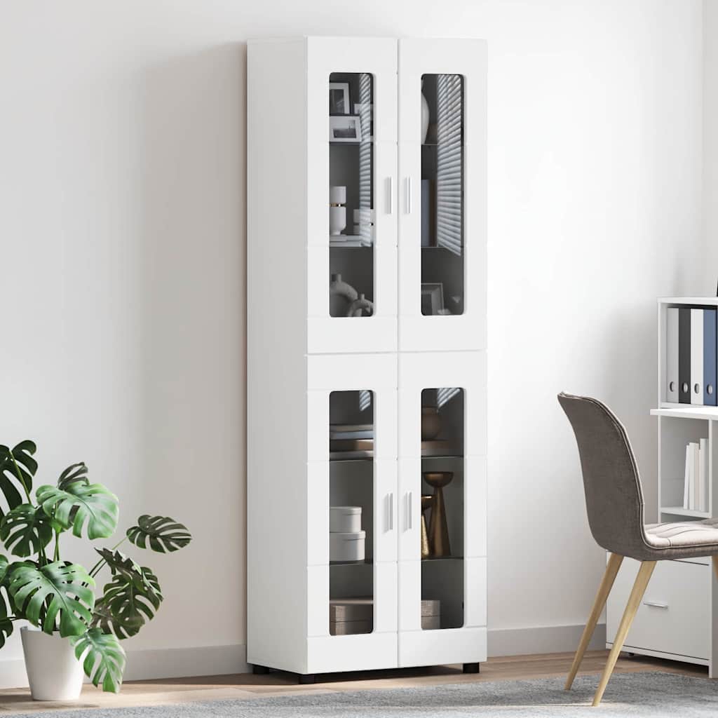 vidaXL Highboard με ράφι Λευκό 60 x 35 x 182 εκ. Επεξεργασμένο ξύλο