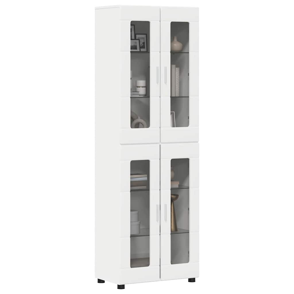 vidaXL Highboard με ράφι Λευκό 60 x 35 x 182 εκ. Επεξεργασμένο ξύλο