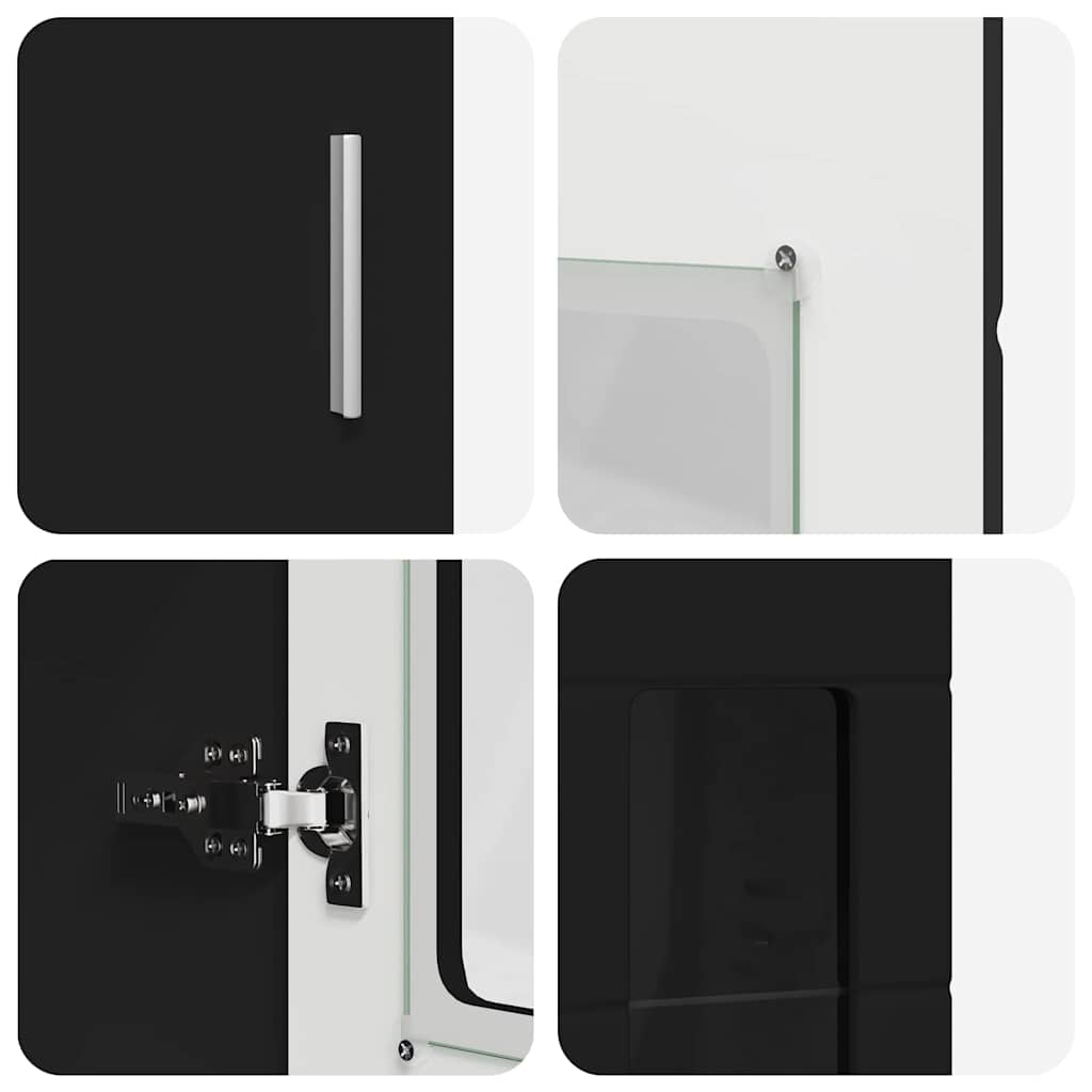 vidaXL Highboard με ράφι Μαύρο 60 x 35 x 182 εκ. Επεξεργασμένο ξύλο