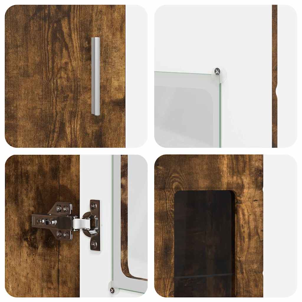 vidaXL Highboard Καπνιστό Δρύς 60 x 35 x 182 εκ. Επεξεργασμένο ξύλο