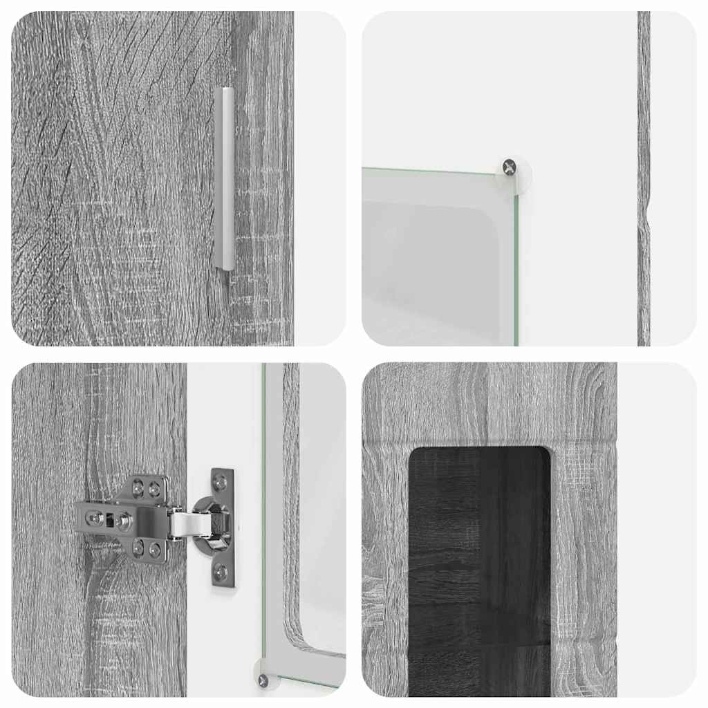 vidaXL Highboard με ράφι FLORIN Γκρίζο Σονομα 60 x 35 x 182 εκ.