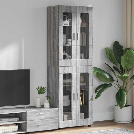 vidaXL Highboard FLORIN 60 x 35 x 182 εκ. Γκρίζο Σονομα