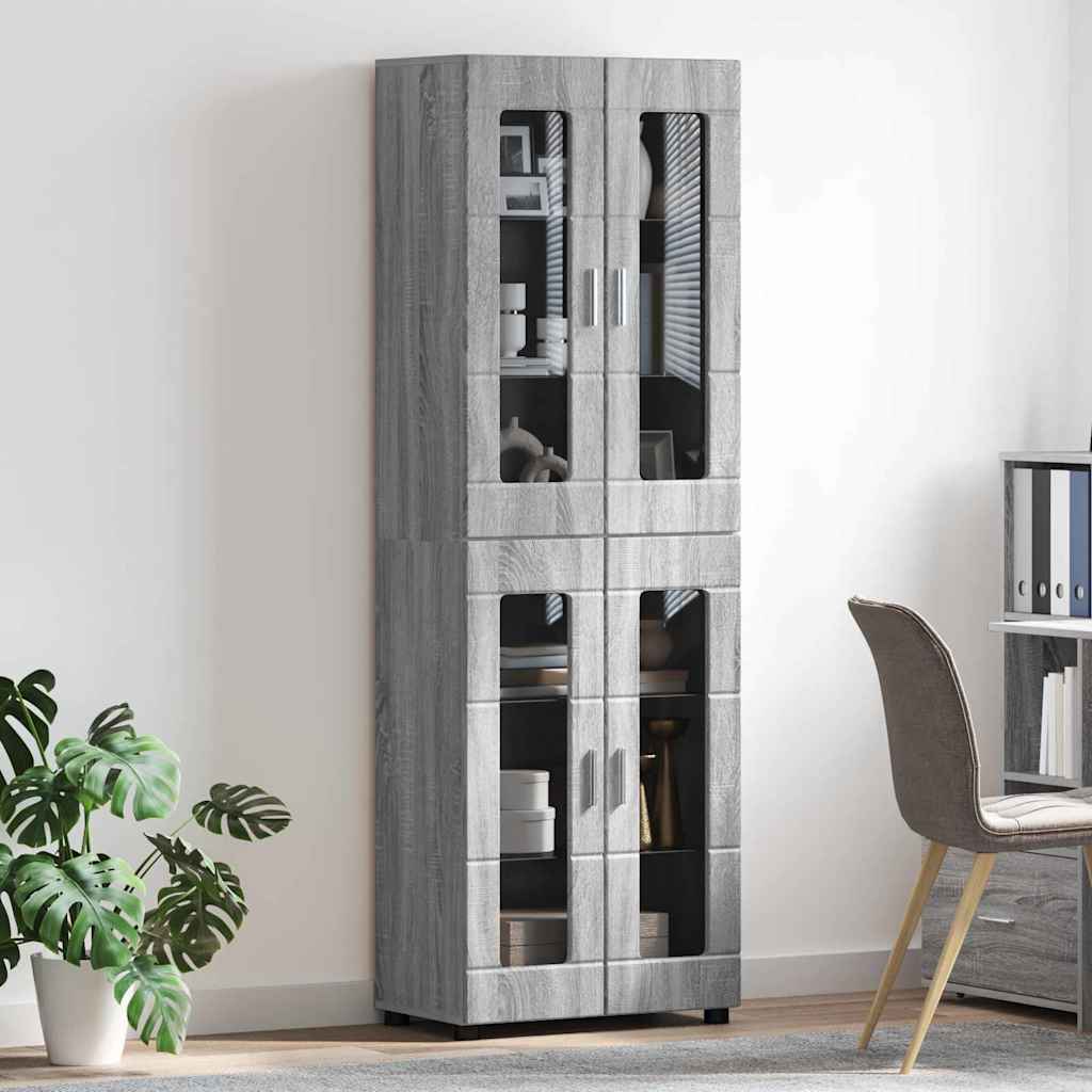 vidaXL Highboard με ράφι FLORIN Γκρίζο Σονομα 60 x 35 x 182 εκ.
