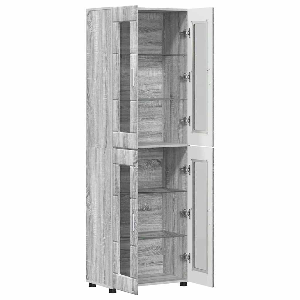 vidaXL Highboard με ράφι FLORIN Γκρίζο Σονομα 60 x 35 x 182 εκ.