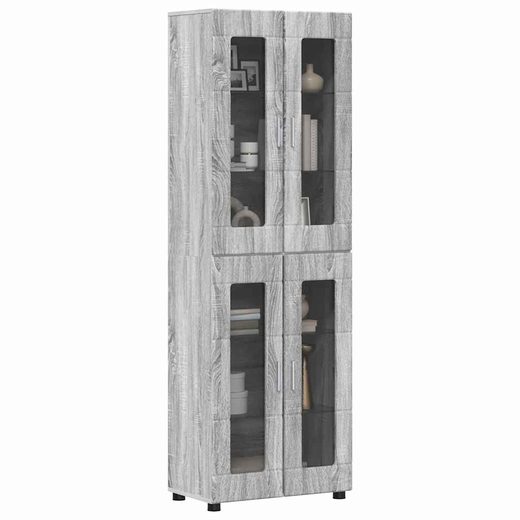 vidaXL Highboard με ράφι FLORIN Γκρίζο Σονομα 60 x 35 x 182 εκ.