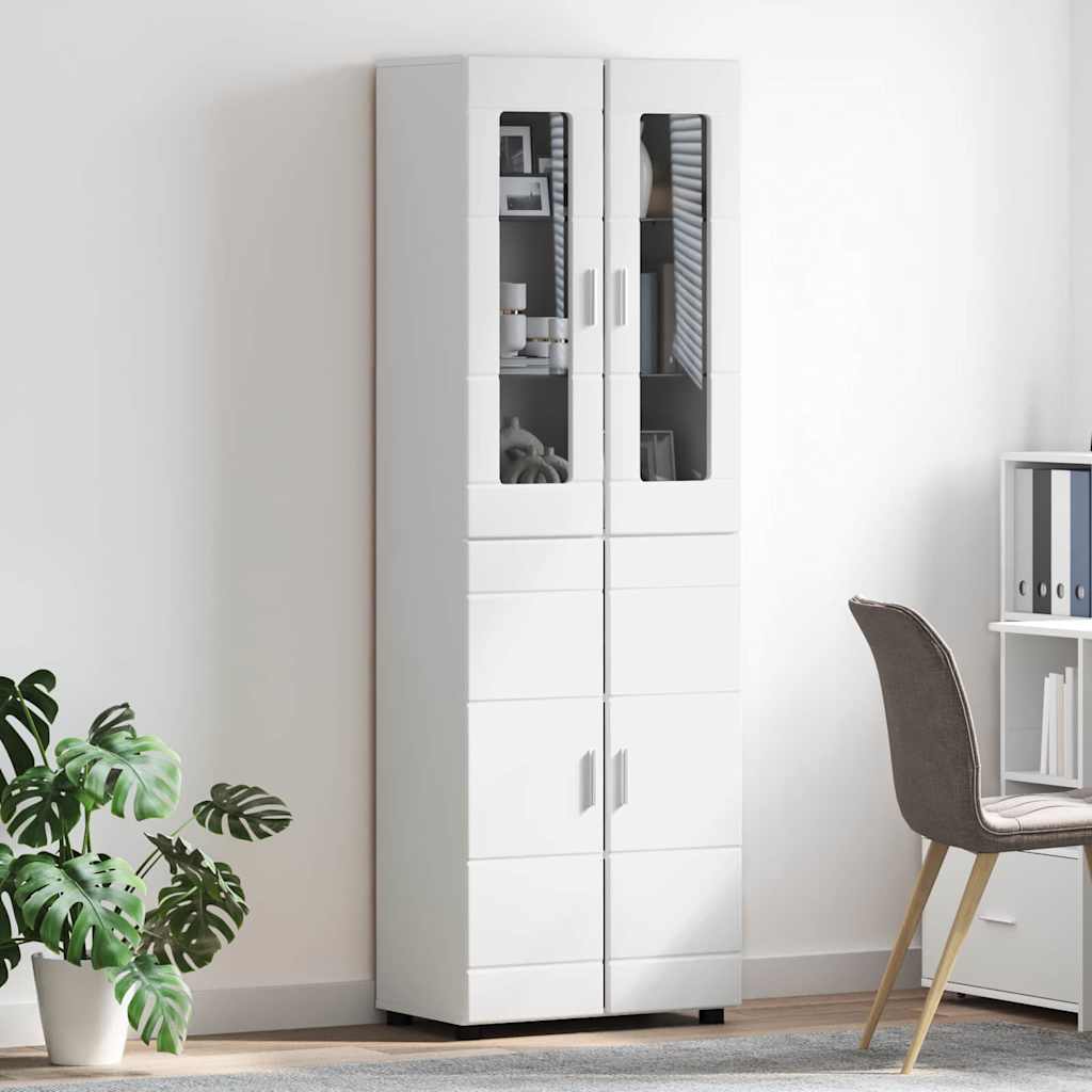 vidaXL Highboard με ράφι Λευκό 60 x 35 x 182 εκ. Επεξεργασμένο ξύλο