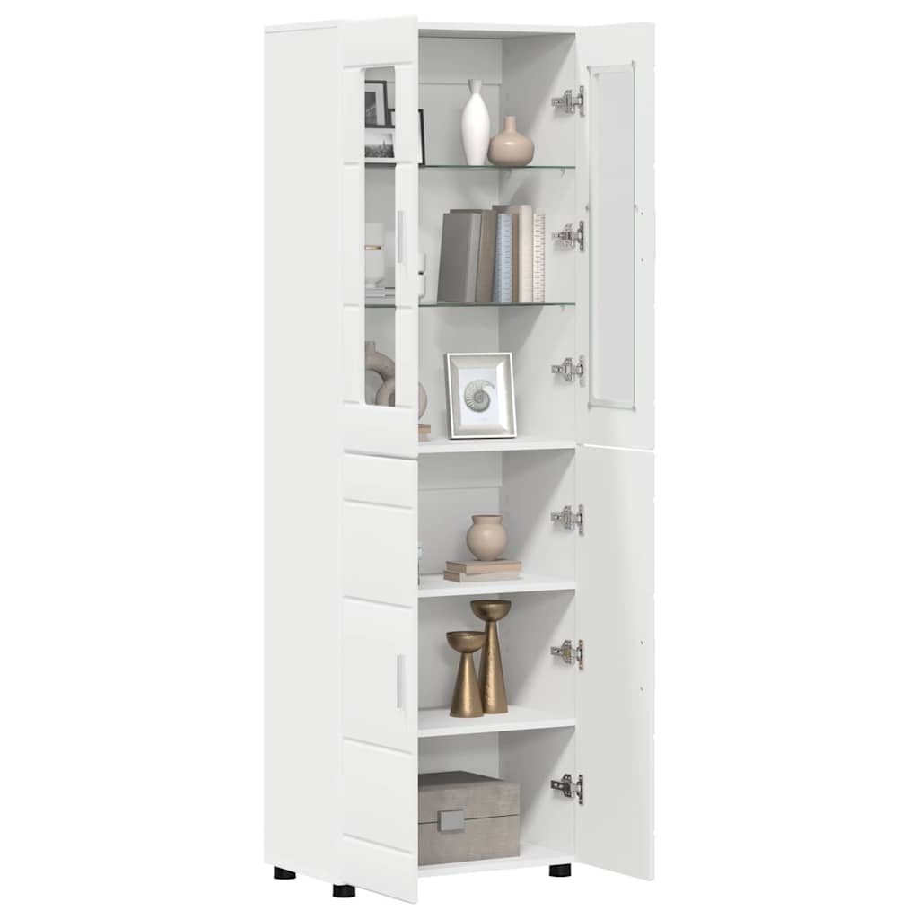 vidaXL Highboard με ράφι Λευκό 60 x 35 x 182 εκ. Επεξεργασμένο ξύλο