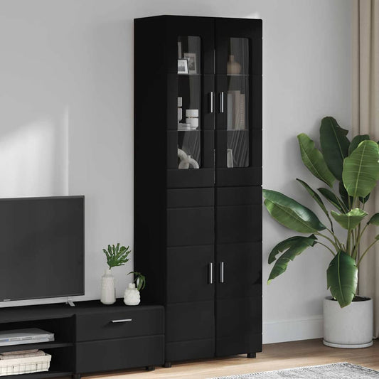 vidaXL Highboard FLORIN 60 x 35 x 182 εκ. Μαύρο Επεξεργασμένο Ξύλο