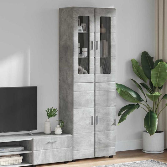 vidaXL Highboard με ράφι FLORIN Σκυρόδεμα Γκρι 60 x 35 x 182 εκ.