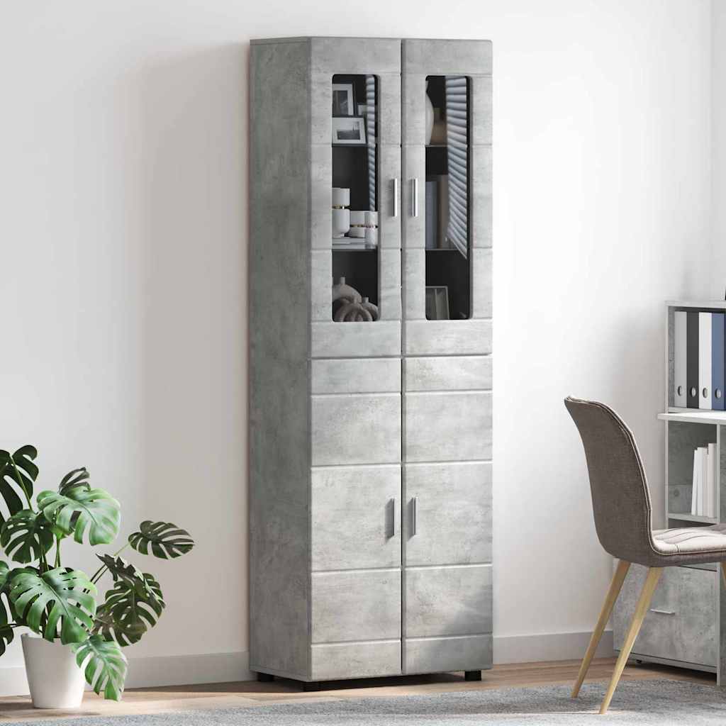 vidaXL Highboard με ράφι FLORIN Σκυρόδεμα Γκρι 60 x 35 x 182 εκ.