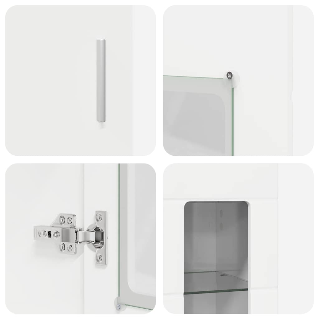 vidaXL Highboard με ράφι Υψηλής γυαλάδας λευκό 60 x 35 x 182 εκ.