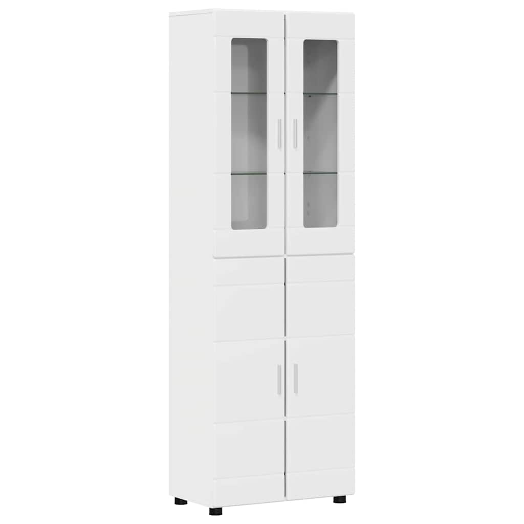 vidaXL Highboard με ράφι Υψηλής γυαλάδας λευκό 60 x 35 x 182 εκ.