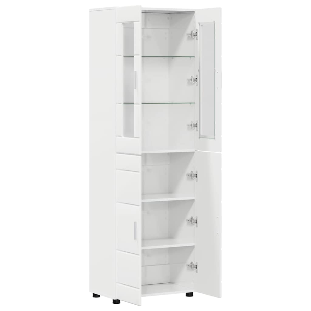 vidaXL Highboard με ράφι Υψηλής γυαλάδας λευκό 60 x 35 x 182 εκ.