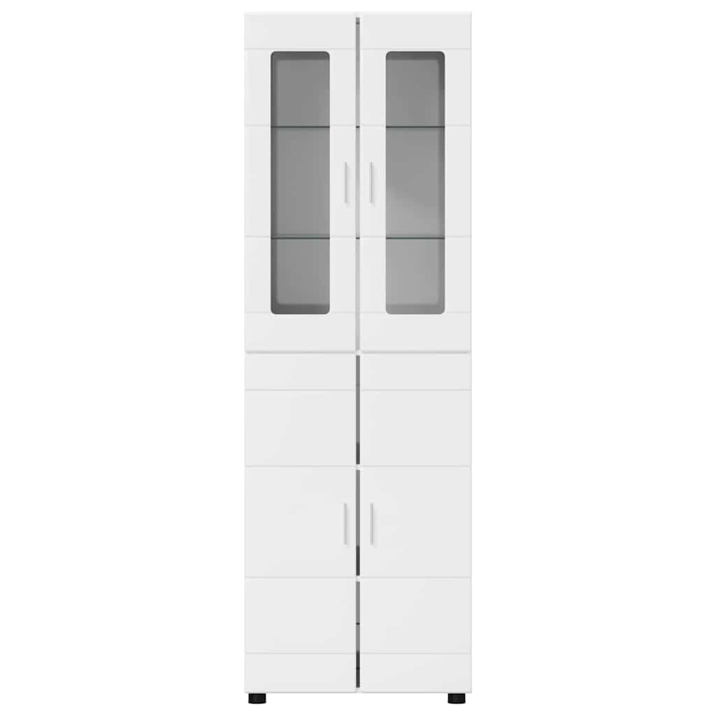 vidaXL Highboard με ράφι Υψηλής γυαλάδας λευκό 60 x 35 x 182 εκ.