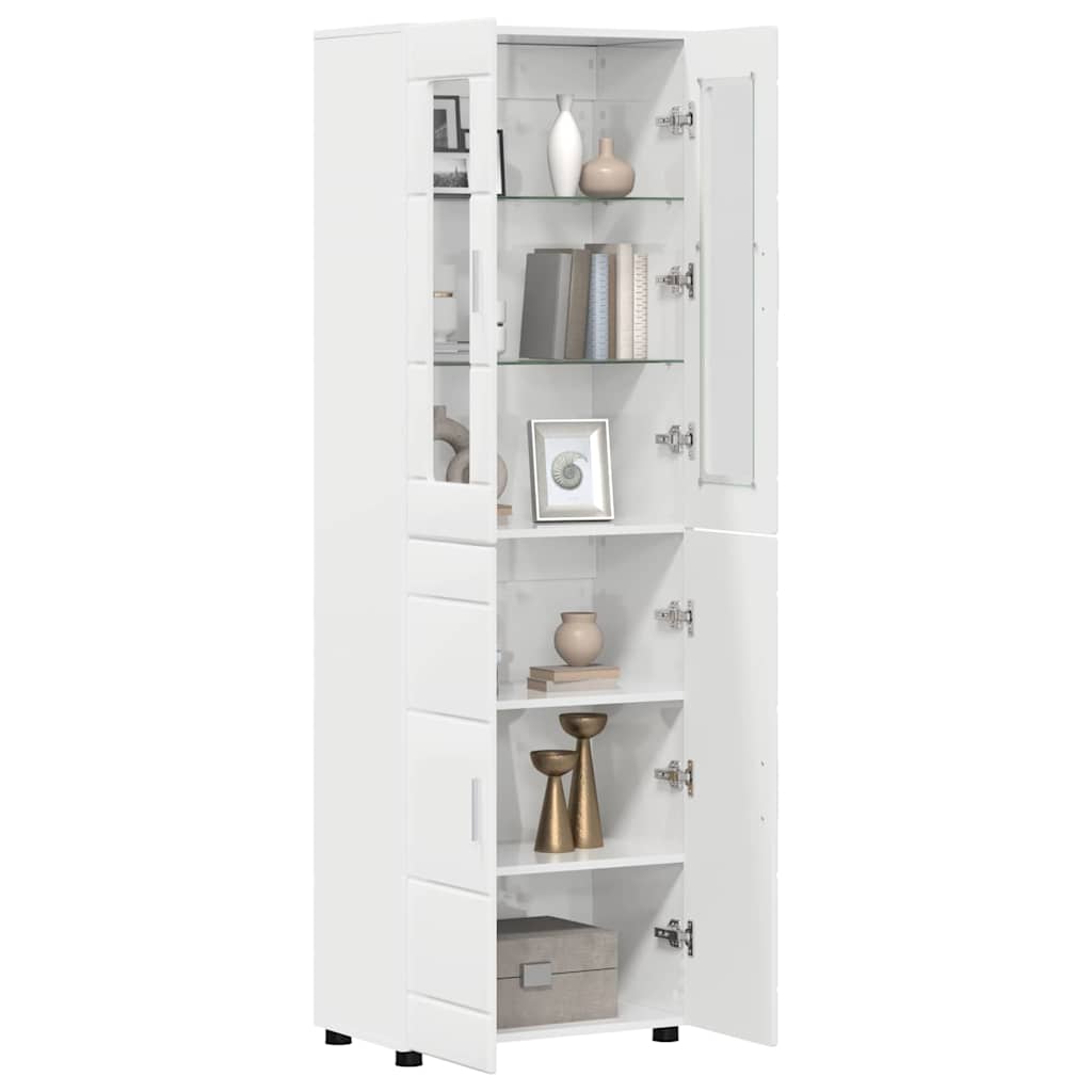 vidaXL Highboard με ράφι Υψηλής γυαλάδας λευκό 60 x 35 x 182 εκ.