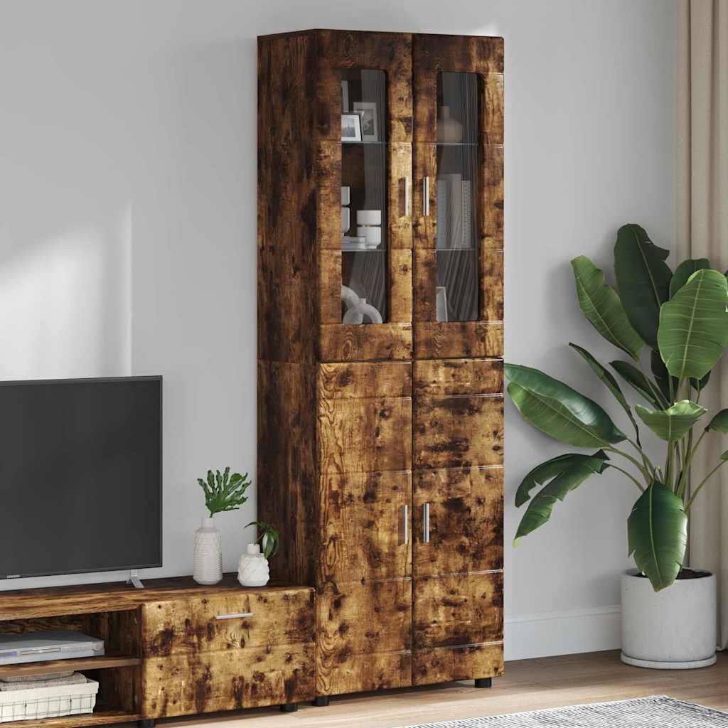 vidaXL Highboard με ράφι FLORIN Καπνιστό Δρύς 60 x 35 x 182 εκ.