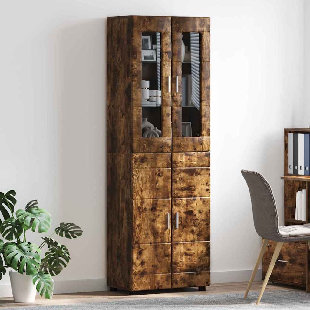 vidaXL Highboard με ράφι FLORIN Καπνιστό Δρύς 60 x 35 x 182 εκ.