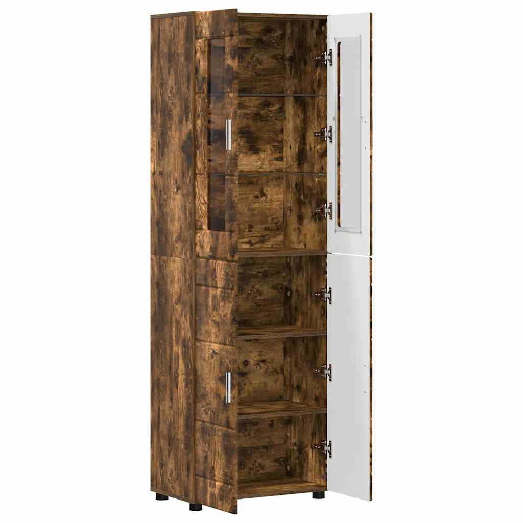 vidaXL Highboard με ράφι FLORIN Καπνιστό Δρύς 60 x 35 x 182 εκ.