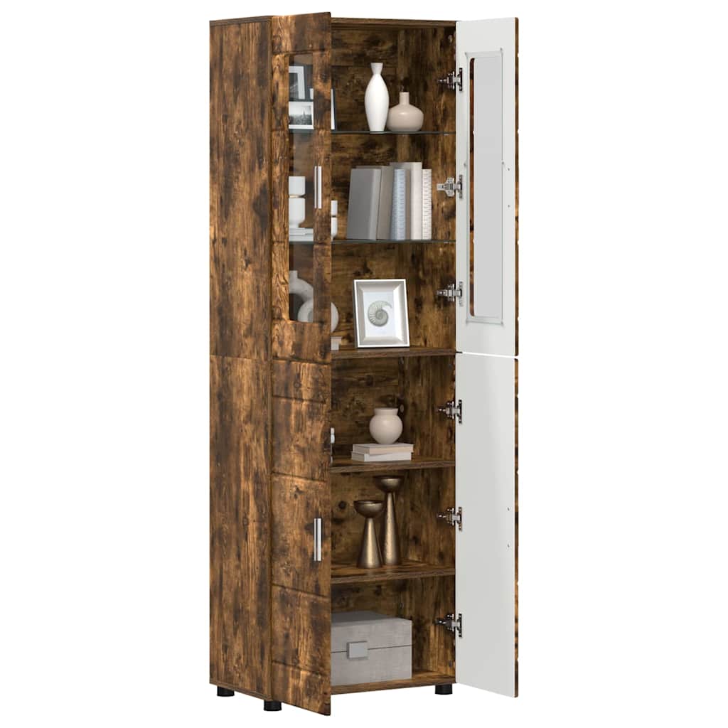 vidaXL Highboard με ράφι FLORIN Καπνιστό Δρύς 60 x 35 x 182 εκ.