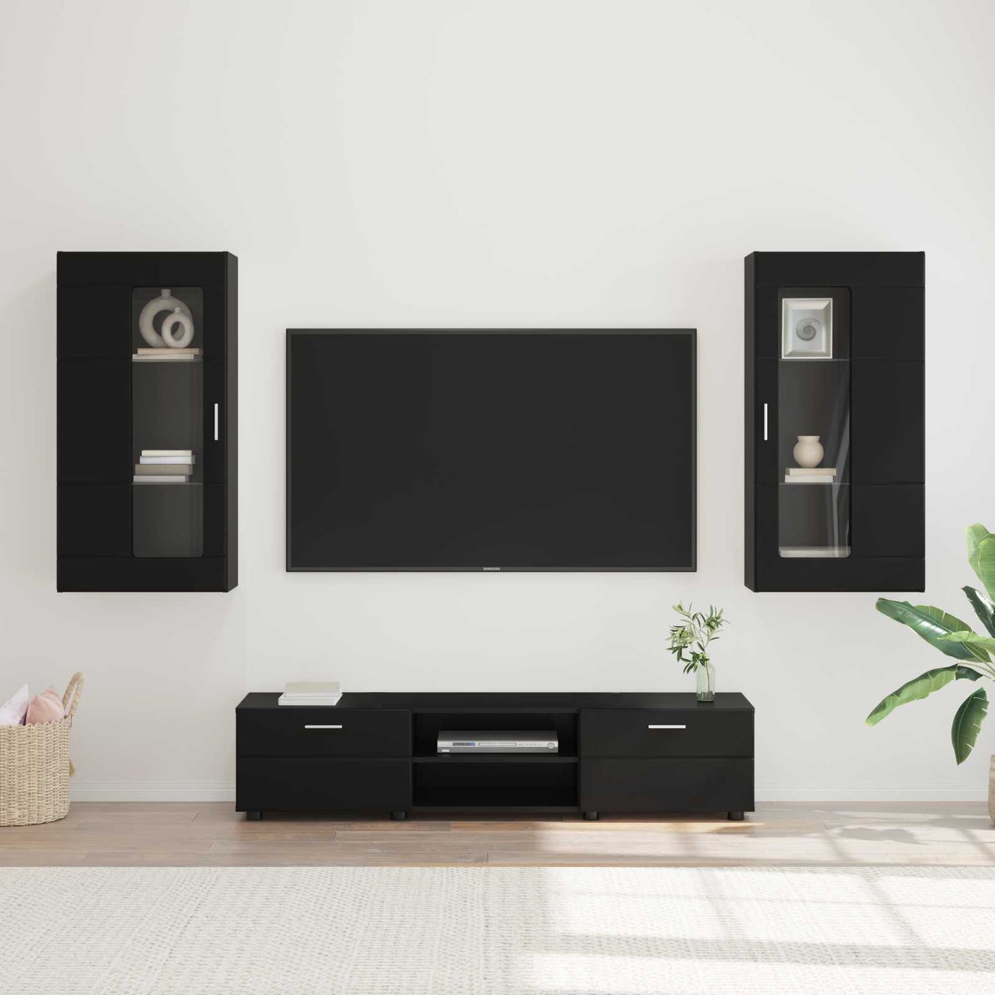 vidaXL Σετ επίπλου τηλεόρασης FLORIN 3 pcs Μαύρο Επεξεργασμένο ξύλο