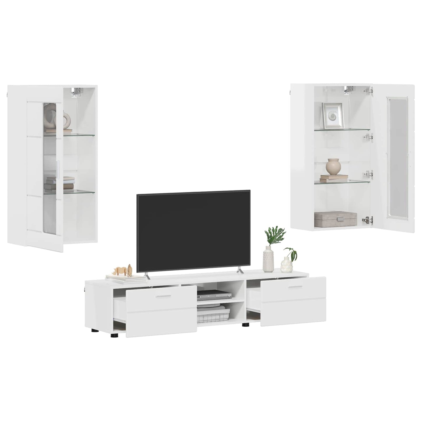 vidaXL Σετ επίπλου τηλεόρασης FLORIN 3 pcs Υψηλής γυαλάδας λευκό